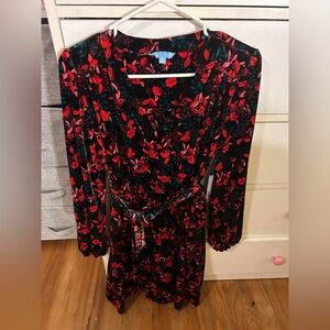 Draper James Red Floral Velvet Dress